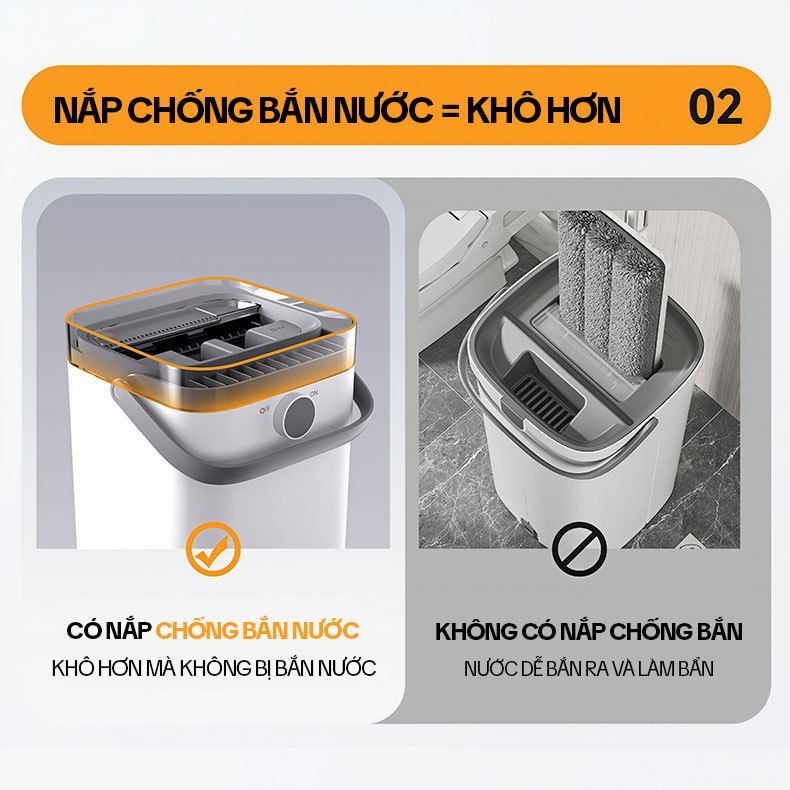 Bộ lau nhà tách nước bẩn KITIMOP SUPER CLEAN SC06 thùng tự giặt vắt, bàn nhôm 36cm, kèm 3 bông lau | BigBuy360 - bigbuy360.vn