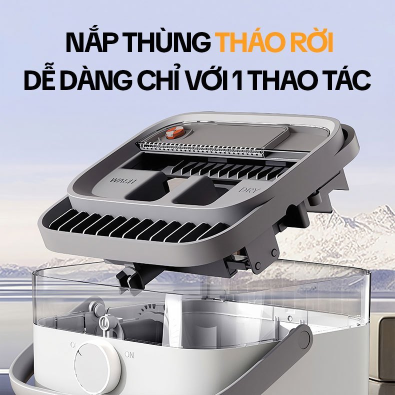 Bộ lau nhà tách nước bẩn KITIMOP SUPER CLEAN SC06 thùng tự giặt vắt, bàn nhôm 36cm, kèm 3 bông lau | BigBuy360 - bigbuy360.vn