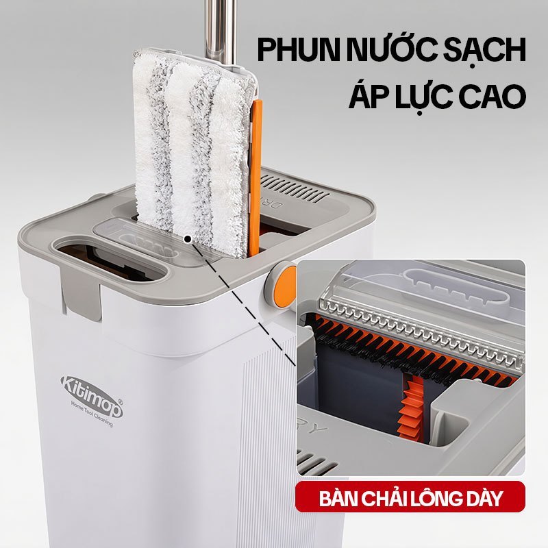 Bộ lau nhà tách nước bẩn KITIMOP SC09 thùng tự giặt vắt, bàn lau 38cm, kèm 3 bông lau | BigBuy360 - bigbuy360.vn