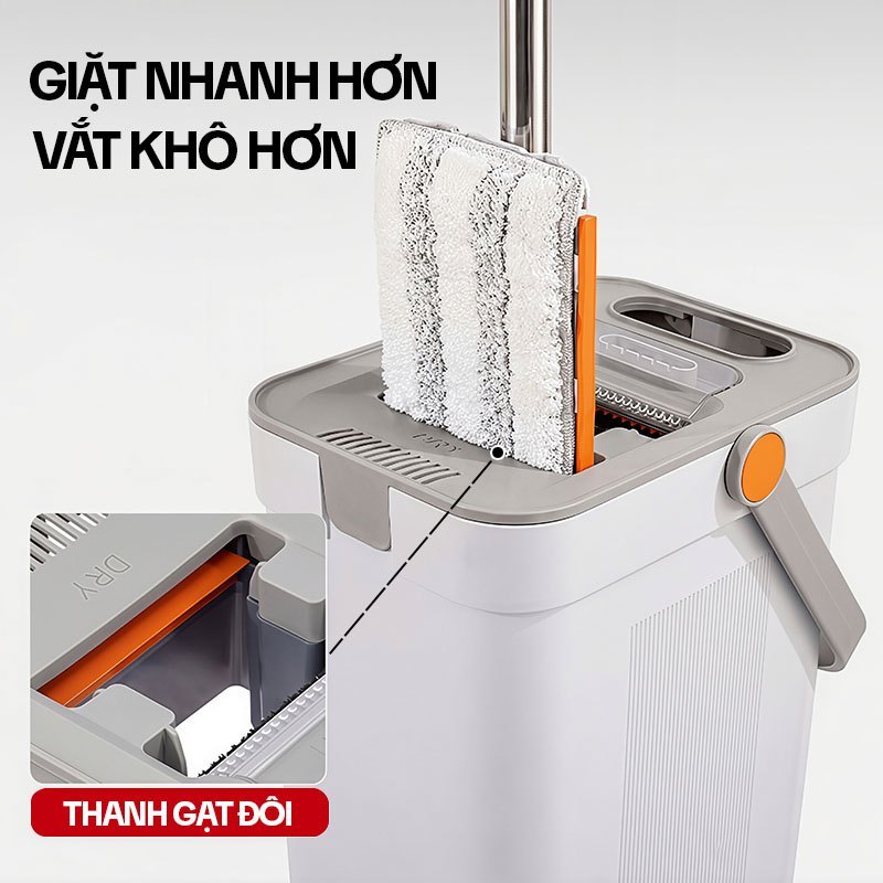 Bộ lau nhà tách nước bẩn KITIMOP SC09 thùng tự giặt vắt, bàn lau 38cm, kèm 3 bông lau | BigBuy360 - bigbuy360.vn