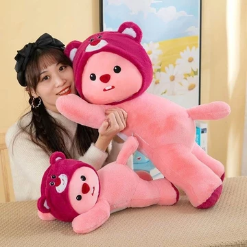 Gấu Bông Loopy Cosplay Gấu Dâu Nằm Dài-Thú Nhồi Bông Gấu Loopy Gấu Bông Ôm Ngủ Tựa Lưng Gác Chân