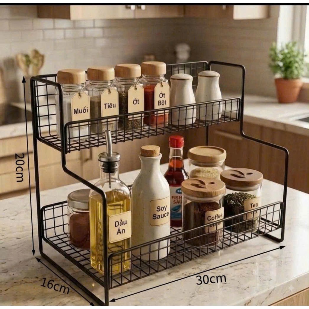 Kệ gia vị 2 tầng nhà bếp sơn tĩnh điện,kệ bếp tiện ích Minh Nhung Shop