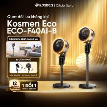 Quạt đối lưu không khí điều khiển bằng giọng nói Kosmen Eco ECO-F40AI-B, quạt thông minh, quạt điện (quạt đứng)