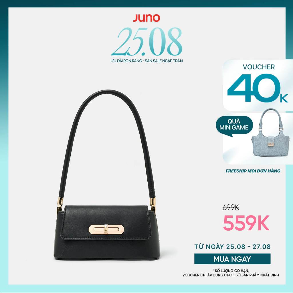 Túi Xách Nữ Thời Trang JUNO Cỡ Nhỏ Baguette Đeo Vai Khoá Xoay TXN832