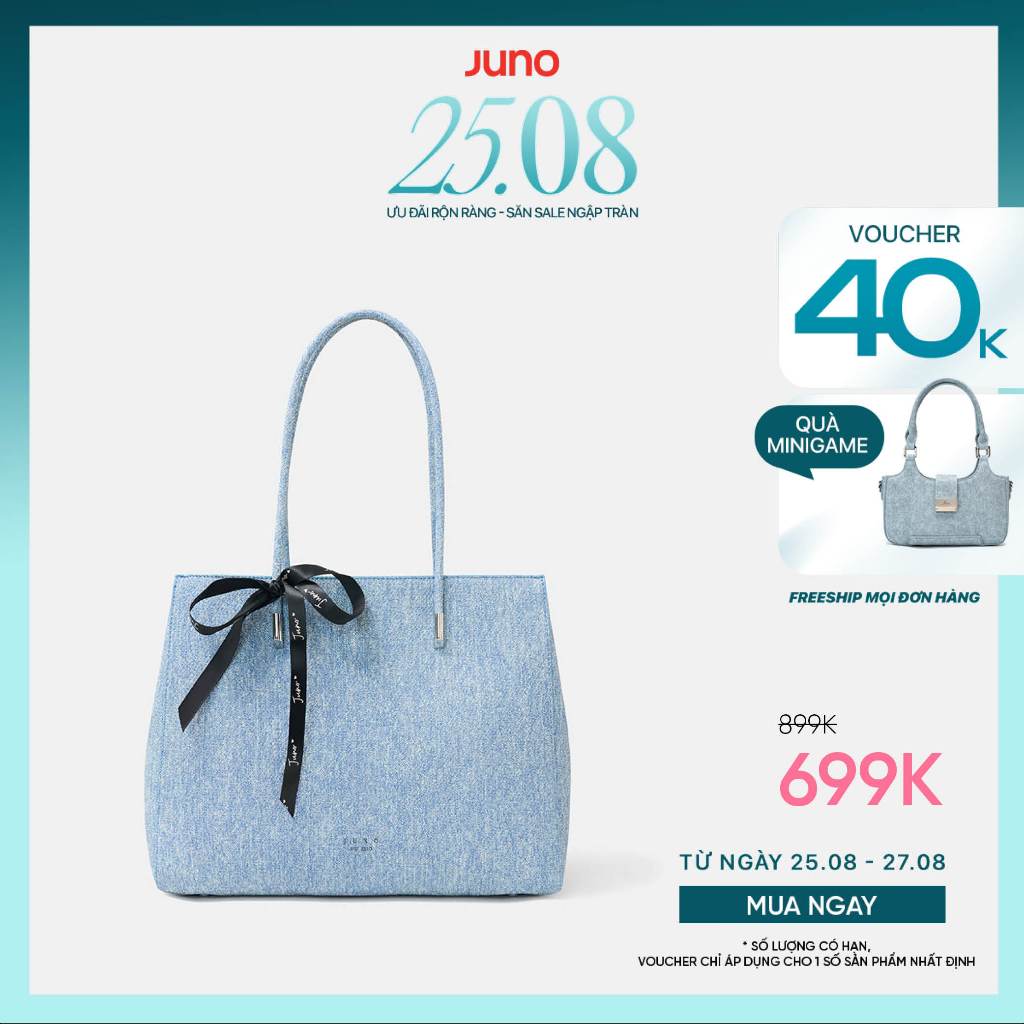 Túi Xách Nữ Thời Trang JUNO Cỡ Lớn Tote Lớn Trang Trí Nơ Ruy Băng TXL099