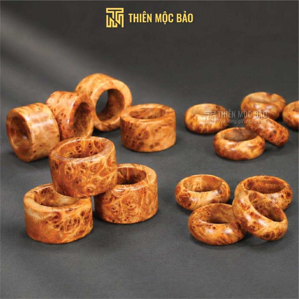 Nhẫn gỗ Nu Huyết Long để mộc, vân đẹp - Nhẫn gỗ phong thuỷ cao cấp | Thiên Mộc Bảo