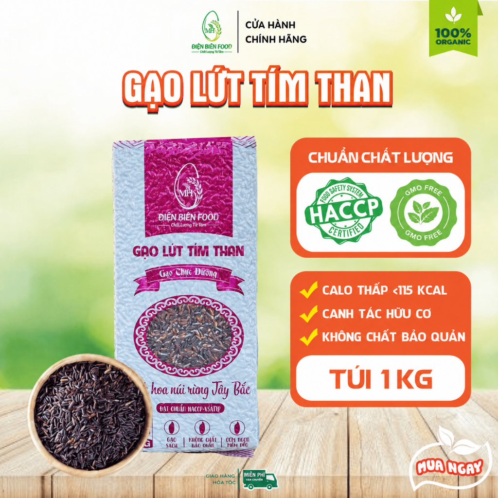 Gạo Lứt Tím Than 1kg hút chân không