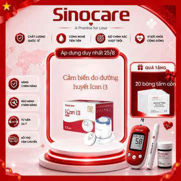 Máy Đo Đường Huyết Sinocare ican i3 Không Chích Ngón Tay Chủ Động Theo Dõi Đường Huyết Trong 15 Ngày