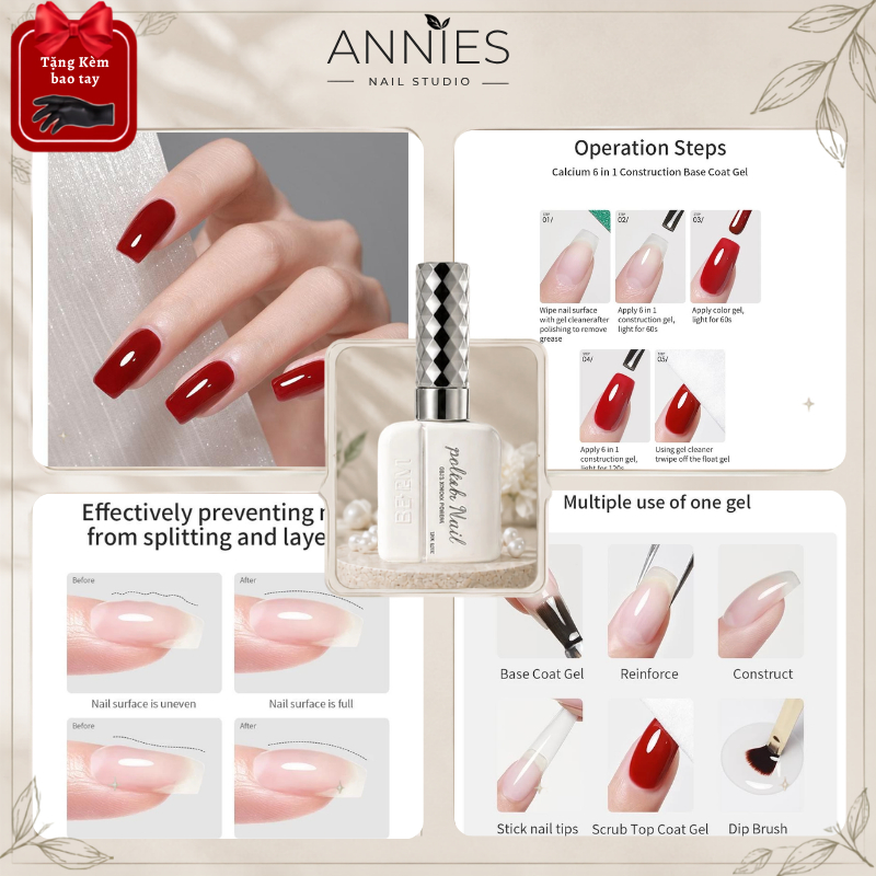 ANNIES Gel Làm Móng 6 Trong 1 – Gel Pha Lê Gia Cố & Tăng Cường Móng – Dùng Đèn UV