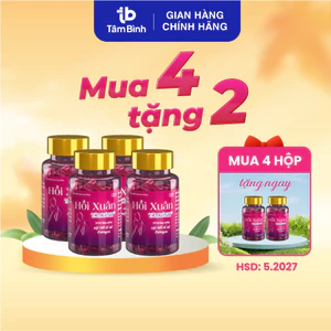 [Combo 4 tặng 2] Hồi Xuân Tâm Bình 40v Hỗ trợ tăng cường nội tiết tố nữ, giảm bốc hỏa, mất ngủ, nám sạm (Date 5/2027)
