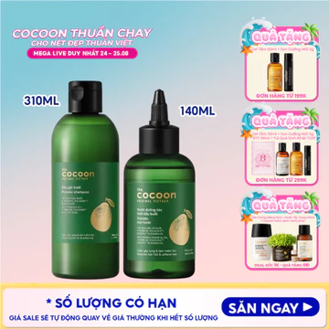 Combo Cocoon dầu gội bưởi Cocoon Pomelo Shampoo 310ml & Xịt dưỡng tóc Pomelo Hair Tonic 140ml thegioiskinfood