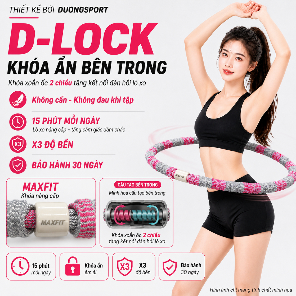 Vòng Lắc Eo Lò Xo Bọc Vải Mềm DƯƠNGSPORT Tập Thể Dục, Tập Gym, Tập Yoga Tại Nhà 1,5kg 2kg 2,5kg