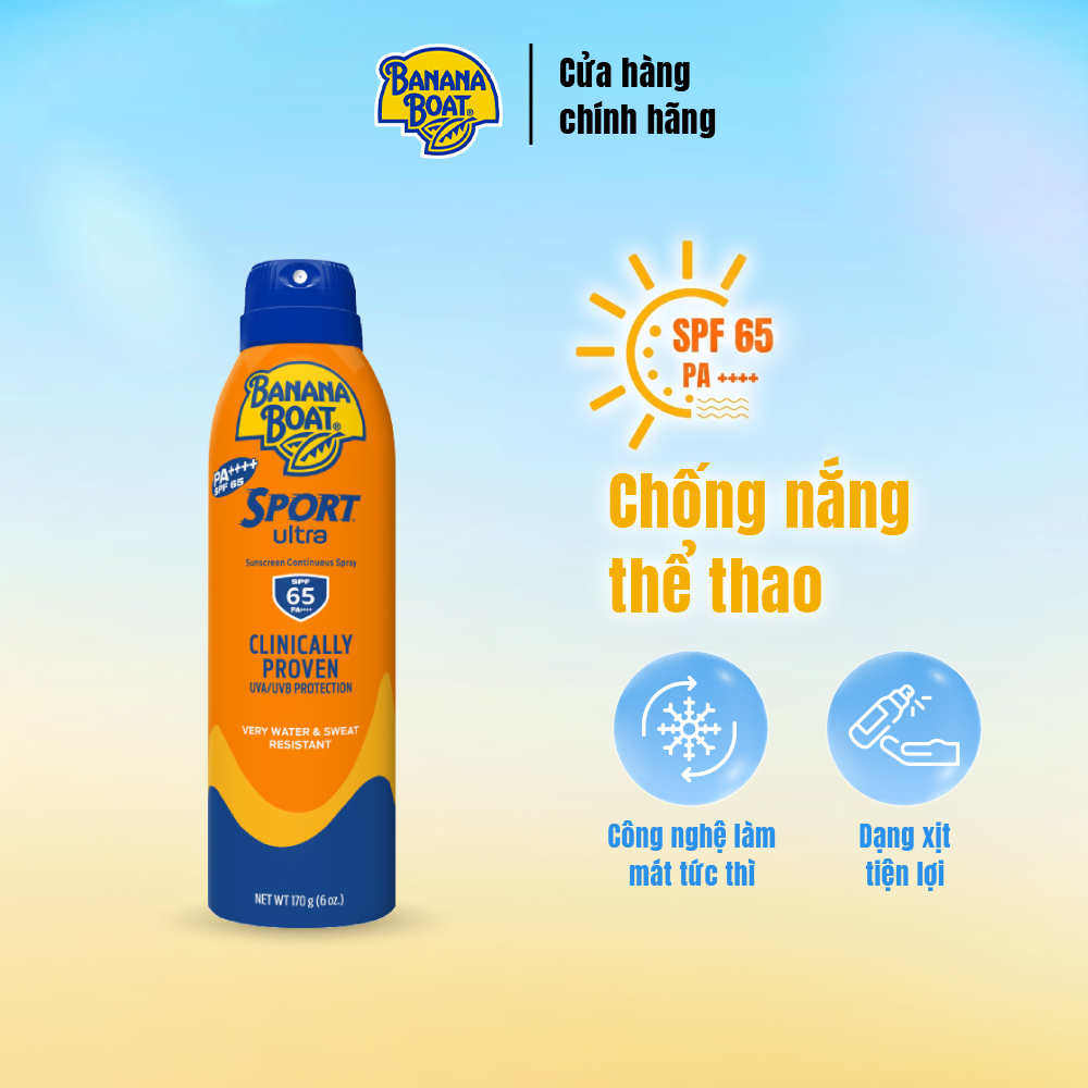 Chống Nắng Thể Thao Banana Boat Dạng Xịt Sport Ultra Spray – SPF65/170g