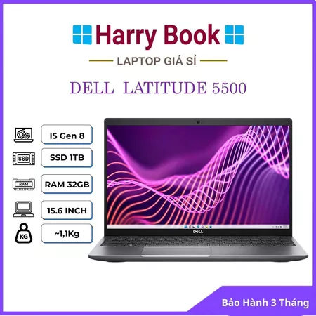Laptop Dell Latitude 5500 Core i5 Gen 8 RAM 8GB/16GB SSD 256GB/512GB Màn 15.6 FHD