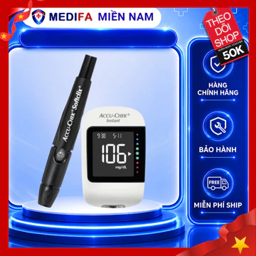 Combo Máy Đo Đường Huyết Accu-Chek Instant Kèm 50 Que Thử - Máy Đo Accu Chek Roche Chính Hãng