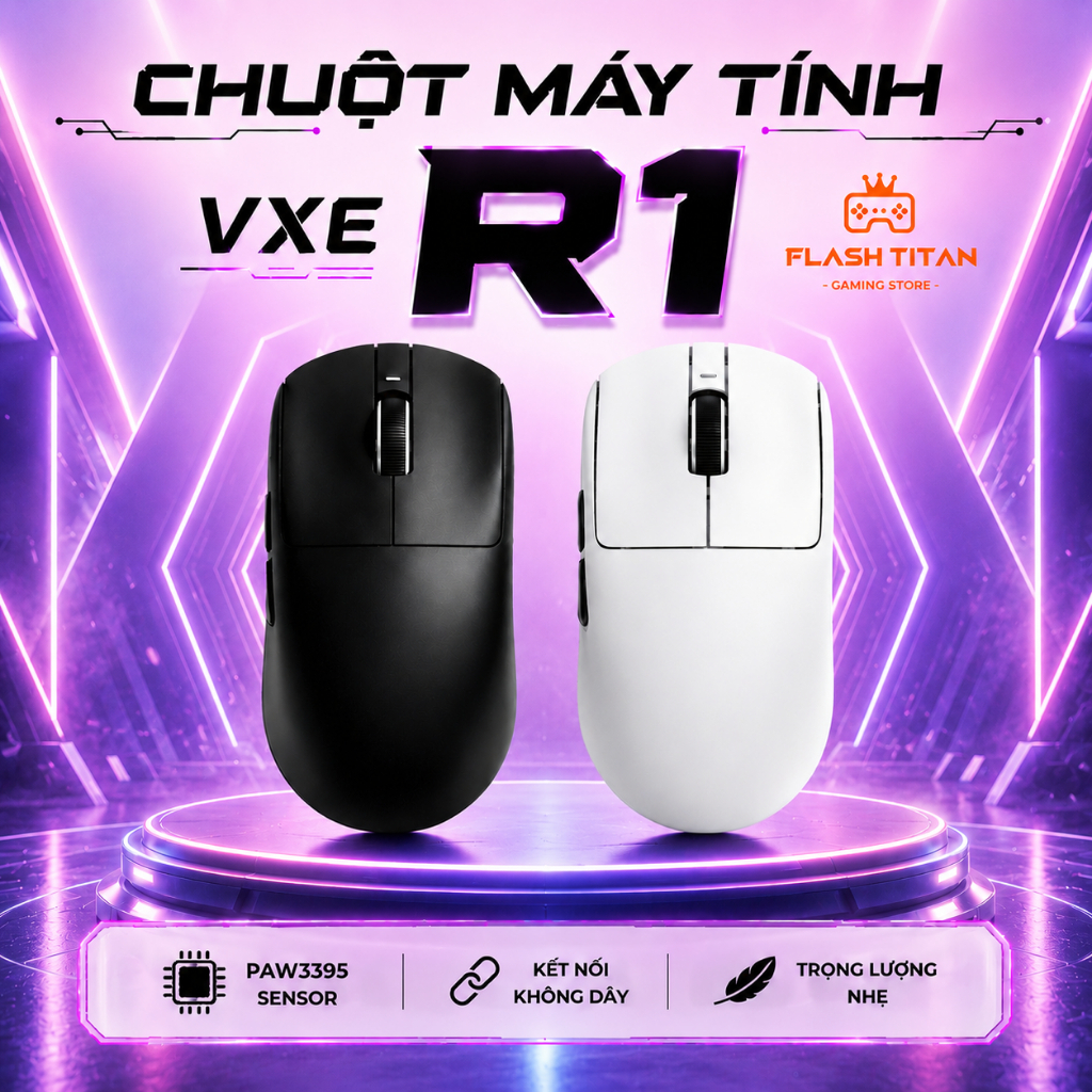 Chuột không dây VXE R1 SE - R1 SE Plus -3 chế độ kết nối - Chuột gaming giá rẻ dùng cho PC, laptop | BigBuy360 - bigbuy360.vn