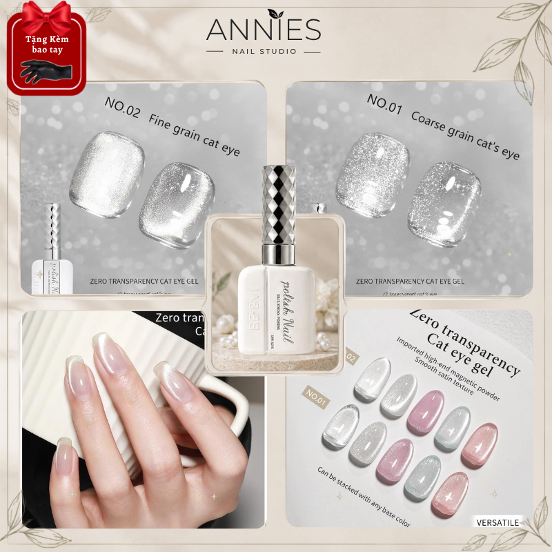 ANNIES Gel Mắt Mèo bán trong suốt Zero, Không Xám, Bột Nam Châm Mịn, Cần Đèn UV Làm Khô