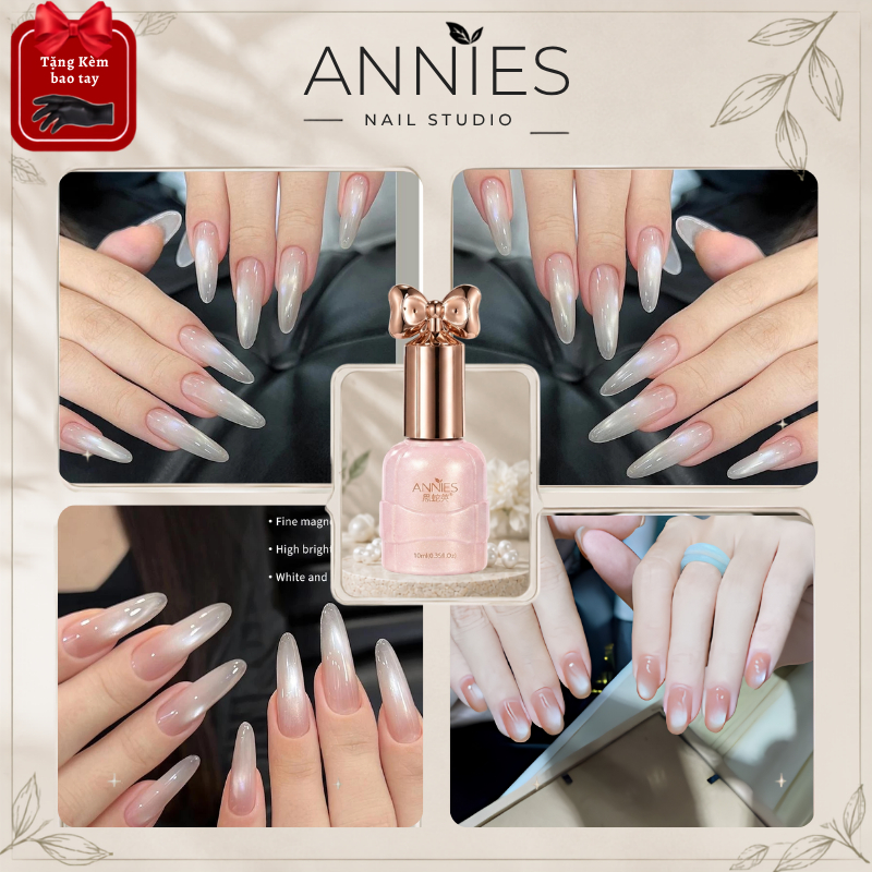 ANNIES Gel Mắt Mèo Trắng Thạch – Hiệu Ứng Thủy Tinh, Cần Máy Hơ, Ánh Mắt Mèo Lấp Lánh
