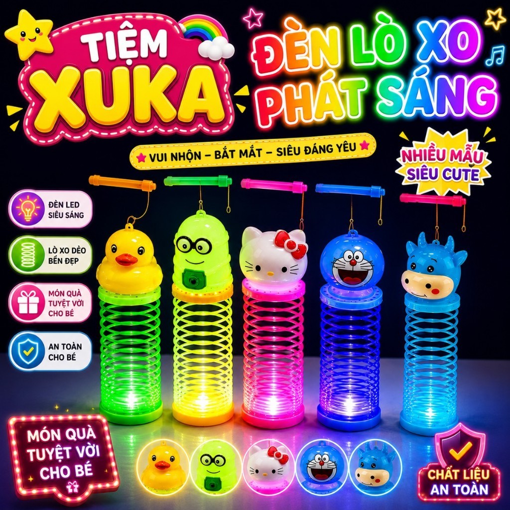 Lồng Đèn Hoạt Hình Lò Xo Phát Sáng Dễ Thương Cho Bé