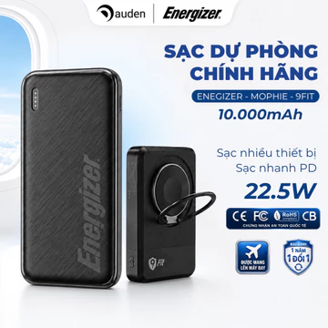 Sạc dự phòng Energizer/ 9FIT/Mophie 10000mAh sạc nhanh 10.5W - 22.5W, sạc đa cổng - Hàng chính hãng