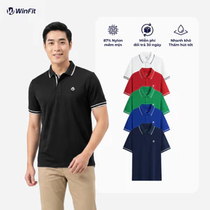 Áo Polo Nam WINFIT WPL002 Form Regular Hoạ Tiết Bo Viền - Vải Thể Thao 87% Nylon Thấm Hút Chống Nhăn WPL002