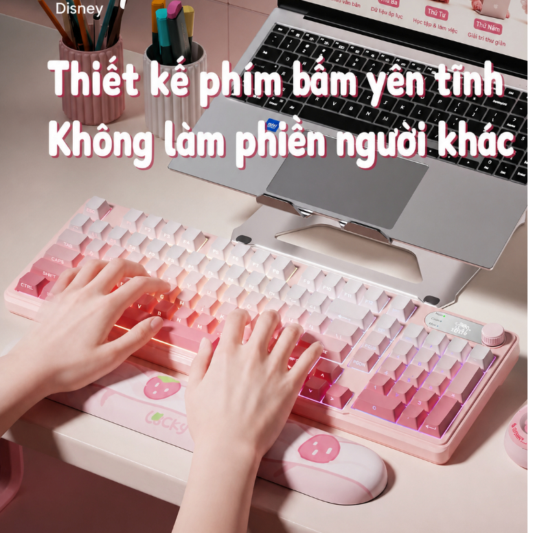 Bàn phím giả cơ 3 mode không dây Bluetooth/ usb 2.4G Phím Led Pin Sạc 2000mAh cho văn phòng kết nối Laptop máy tính/ipad | BigBuy360 - bigbuy360.vn