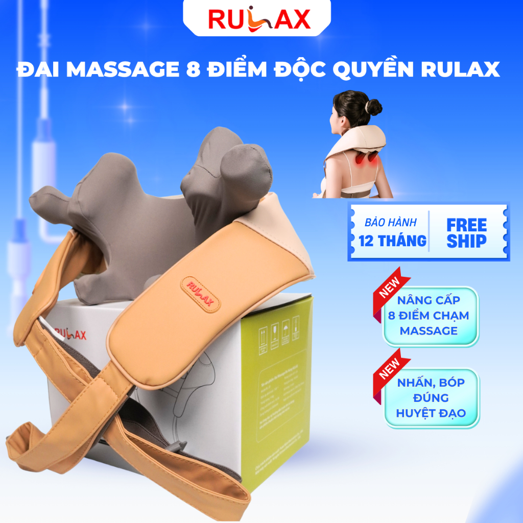 Máy Massage Cổ Vai Gáy Nâng Cấp 8 Điểm Chạm Đa Năng RULAX RL-20 PLUS, Con Lăn Silicon Không Gây Đau