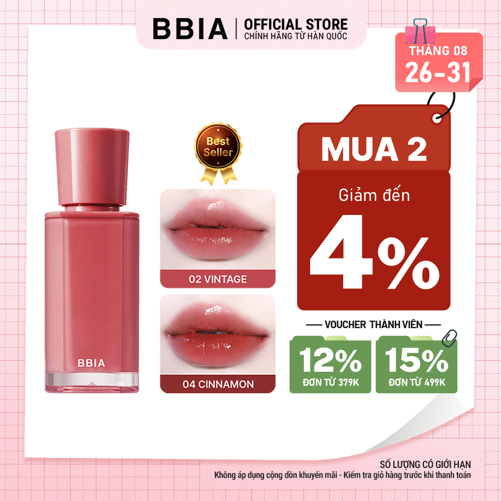 Son tint bóng căng mọng, trong trẻo BBIA Glow Tint