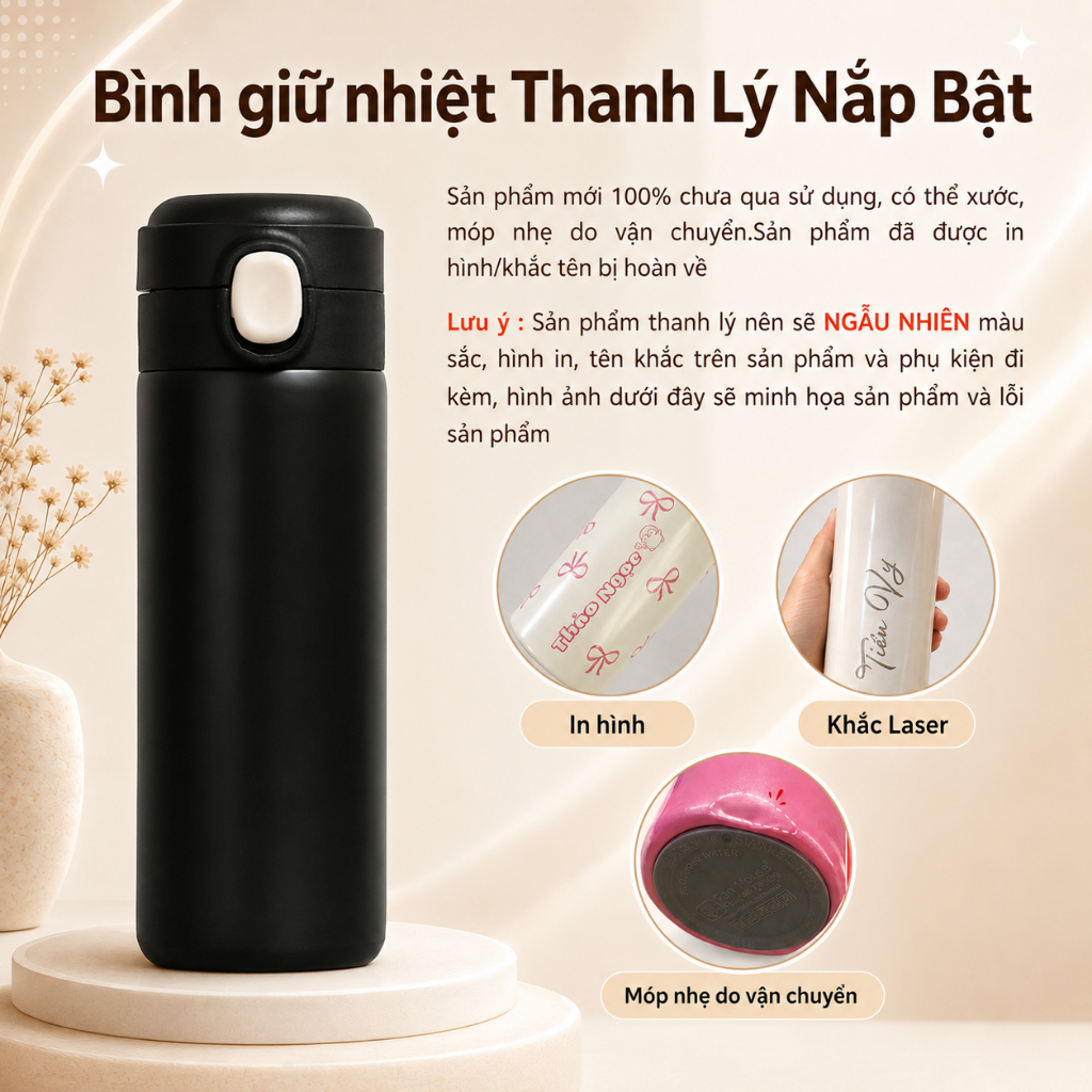 Bình giữ nhiệt Easy Cup khắc tên 420ml bình nước giữ nhiệt Fan House inox 304 hiển thị nhiệt độ | BigBuy360 - bigbuy360.vn