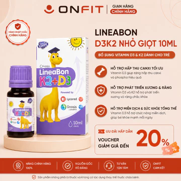 Siro D3 K2 LineaBon Tím Cho Bé (10ml) Bổ Sung D3 K2, Hỗ Trợ Hấp Thụ Canxi, Tăng Chiều Cao, Hệ Miễn Dịch,