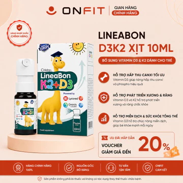 Siro D3 K2 LineaBon Dạng Xịt Cho Bé (10ml) Bổ Sung D3 K2, Hỗ Trợ Hấp Thụ Canxi, Tăng Chiều Cao, Hệ Miễn Dịch
