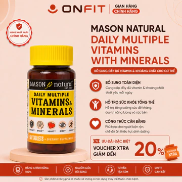 Vitamin Tổng Hợp Mason Natural Daily Multiple Vitamins (60 Viên) Bổ Sung 24 Loại Vitamin Khoáng Chất