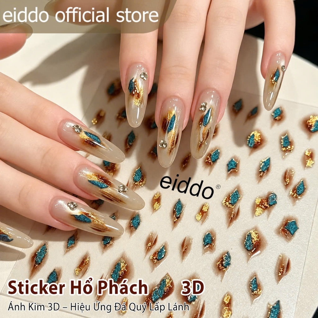 {Eiddo nails} Sticker hổ phách 3D eiddo - Sticker ánh kim 3D hiệu ứng đá quý lấp lánh - Sticker trang trí nail hot trend