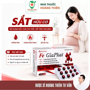 Viên Sắt Hữu Cơ phù hợp mẹ bầu FE GIAPHAT| Không tanh - nóng trong Bổ Sung Sắt Bổ Máu - Hỗ Trợ Giảm Thiếu Sắt 30 viên