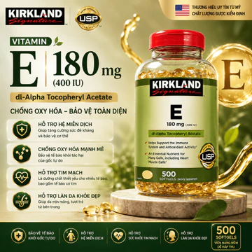 [Chính Hãng Mỹ] Viên Uống Vitamin E Kirkland Signature 400 IU 500 Viên - Bổ Sung Vitamin E Làm Đẹp Da, Mịn Màng