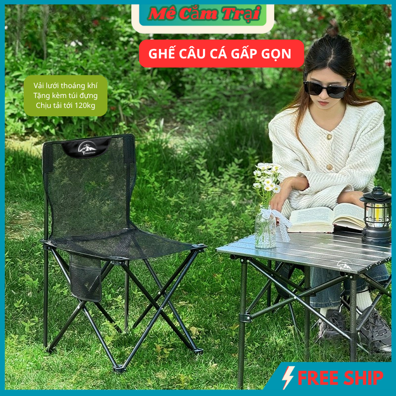 Ghế Gấp Gọn Camping Tmountain Vải Lưới, Ghế Xếp Dã Ngoại Du Lịch Ngoài Trời Chịu Tải 120kg Gọn Nhẹ, Tiện Lợi