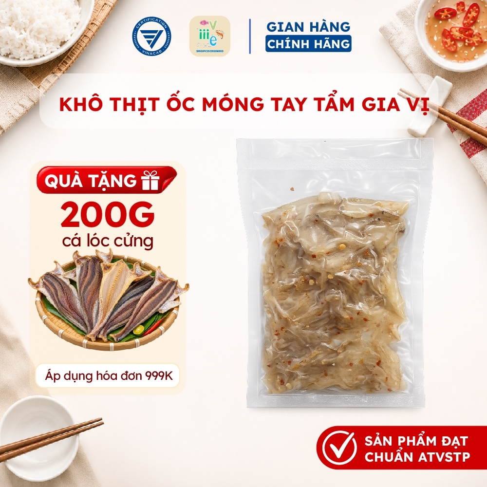 Khô thịt ốc móng tay có tẩm gia vị Vy Food, khô vị vừa ăn, loại nhất, hàng chuẩn siêu thị