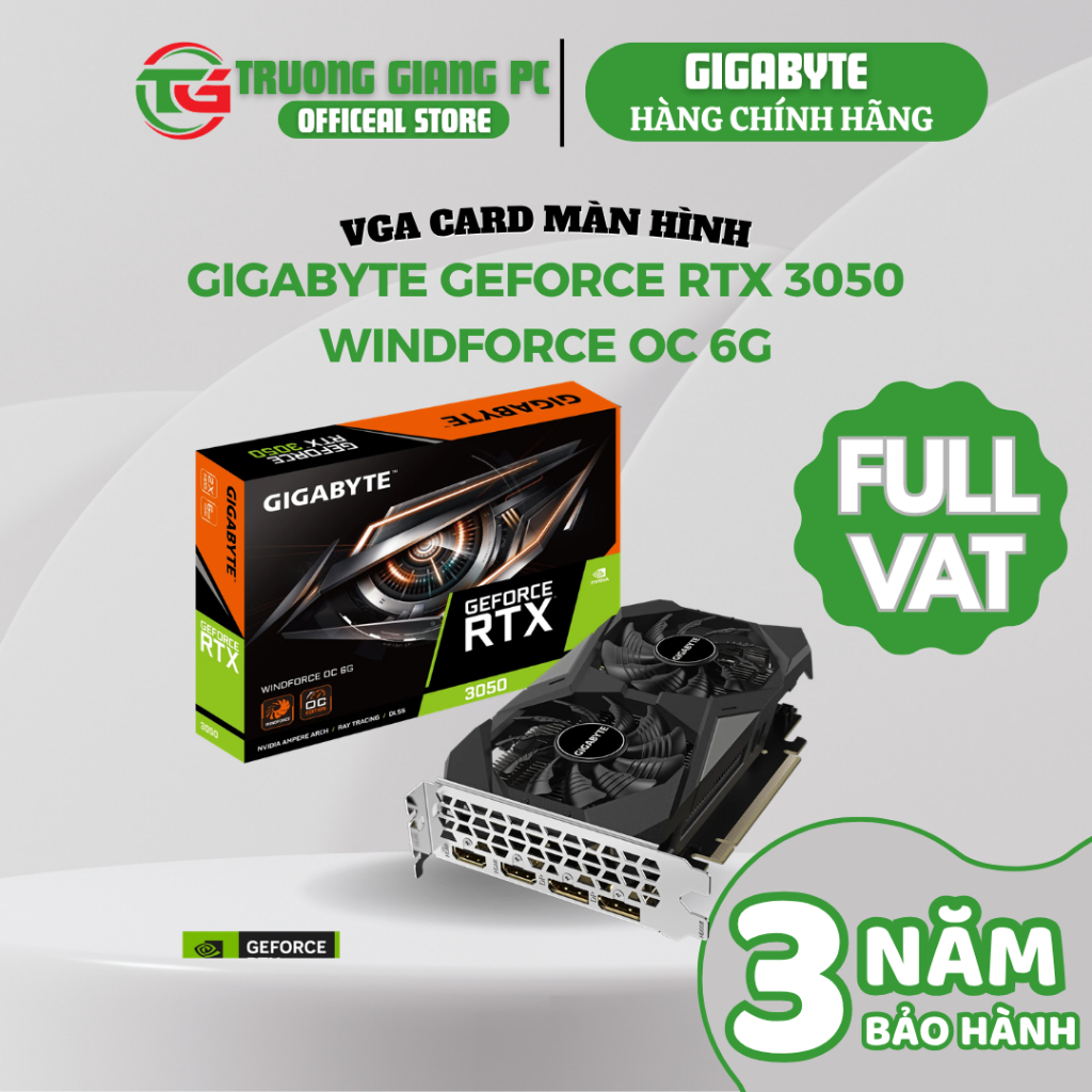 [SẢN PHẨM FULL VAT] VGA Card Màn Hình Gigabyte GeForce RTX 3050 WINDFORCE OC V2 6GB - BẢO HÀNH CHÍNH HÃNG 36 THÁNG