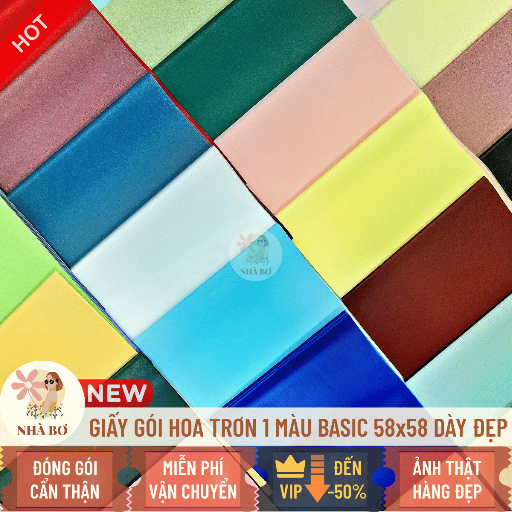 [COMBO GIẢM] 20 giấy gói hoa trơn 1 màu 58x58 dày form không thấm trang trí handmade -Hoa Sáp Nhà Bơ