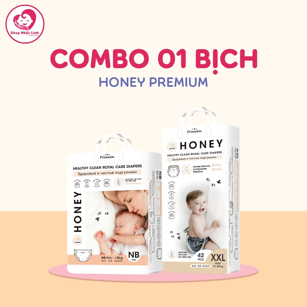 [Combo 1 Bịch] Tã Bỉm Dán/Quần Honey Premium Chính Hãng Cao Cấp Mới Nhất Cho Bé