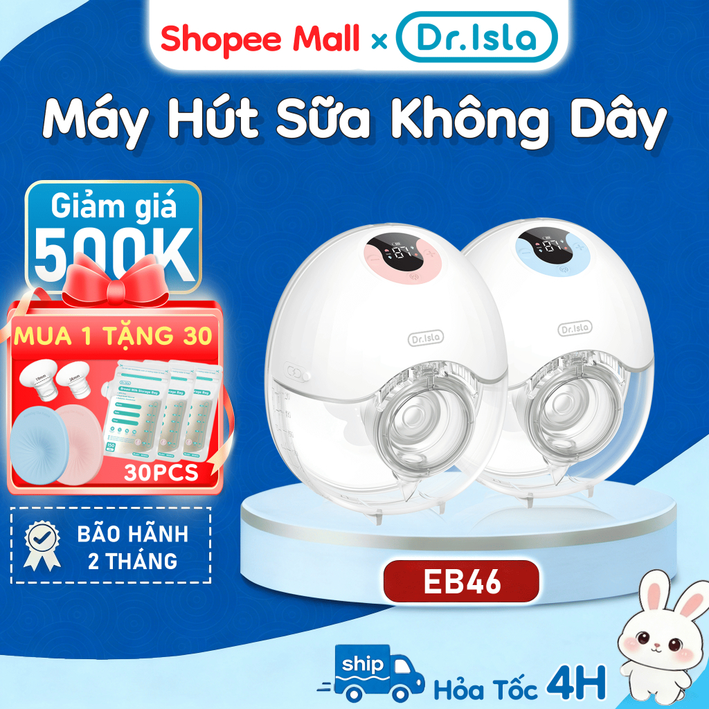 Máy Hút Sữa không dây Dr.isla EB46 dung tích lớn 210ml, thiết kế đeo được, Máy Hút Sữa Cho Mẹ