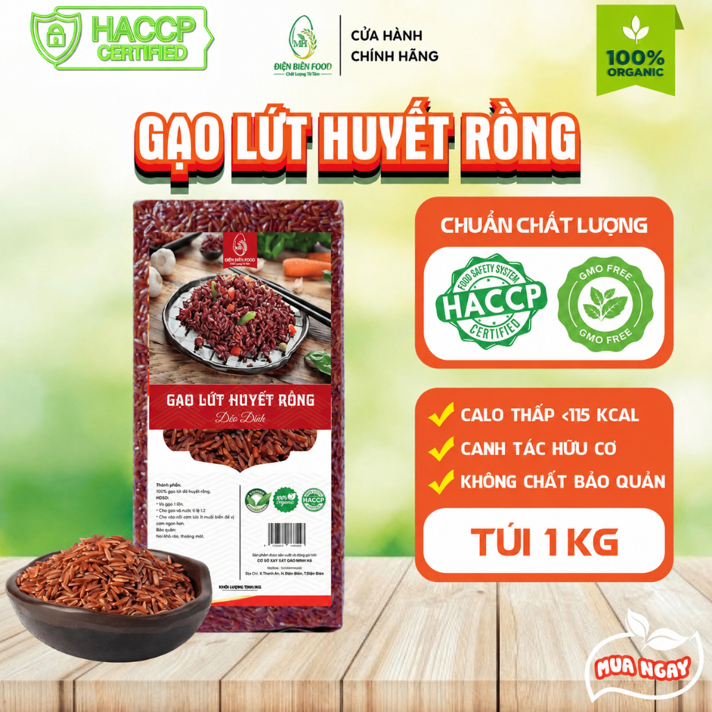 Gạo Lứt Đỏ Huyết Rồng 1kg hút chân không