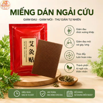 AT88327-Túi 50 Miếng Dán Ngải Cứu Giảm Đau Cổ Vai Gáy, Cao Dán Ngải Cứu