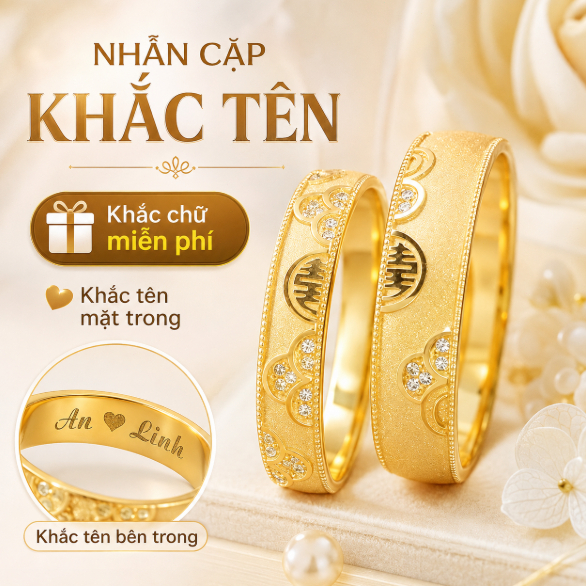 Nhẫn Đôi Tình Nhân Khắc Tên Theo Yêu Cầu Miễn Phí Khắc Chữ Điều Chỉnh Kích Thước Quà Kỷ Niệm