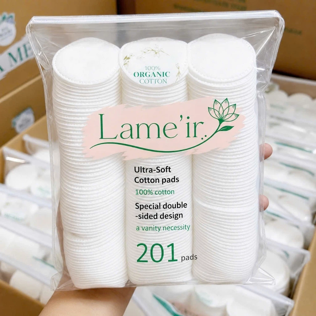 [ COMBO 05 BỊCH ] Bông Tẩy Trang Lame'ir 201 Miếng 100% Cotton Tự Nhiên, Chăm Sóc Da Nhẹ Nhàng Tinh Tế