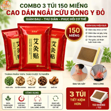AT88356-3 Túi 150 Miếng Dán Ngải Cứu Giảm Đau Cổ Vai Gáy, Cao Dán Ngải Cứu