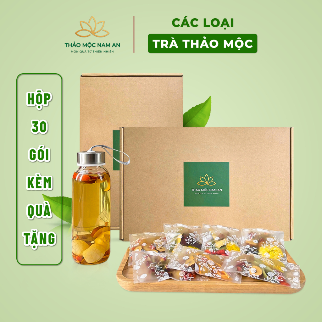 Trà Thảo Mộc, Trà Dưỡng Nhan, Trà Thanh Nhiệt MIX CÁC LOẠI (Hộp 30 Gói) Đẹp Da, Đẹp Dáng, Mát Gan, Thanh Lọc, Dễ Ngủ