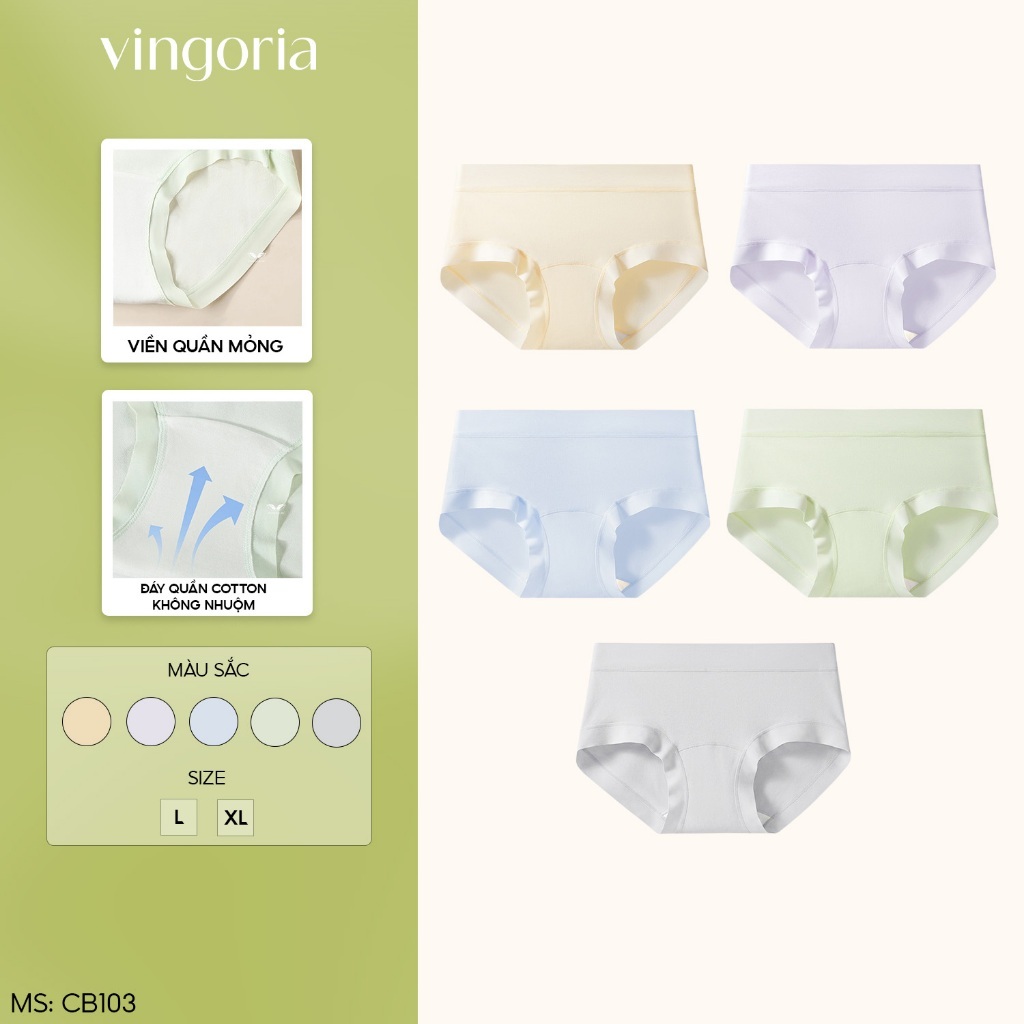 Combo 5 quần lót cotton trơn VINGO/VINGORIA kháng khuẩn thoáng mát CB103