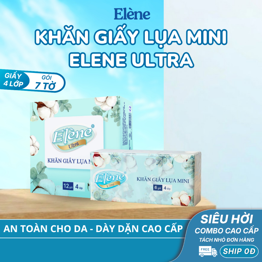 [HOẢ TỐC] Khăn Giấy Lụa Mini Elene Ultra 4 Lớp Nhỏ Gọn, Tiện Lợi, An Toàn - Giấy Ví, Giấy Bỏ Túi