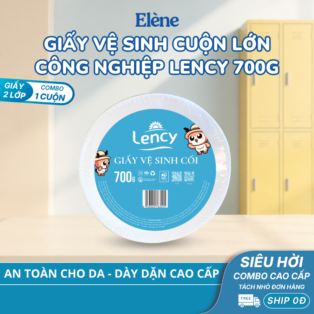 [HOẢ TỐC] 1 CUỘN Giấy Vệ Sinh Elene - Lency Cuộn Lớn 700 Gram - 2 Lớp Có Lõi